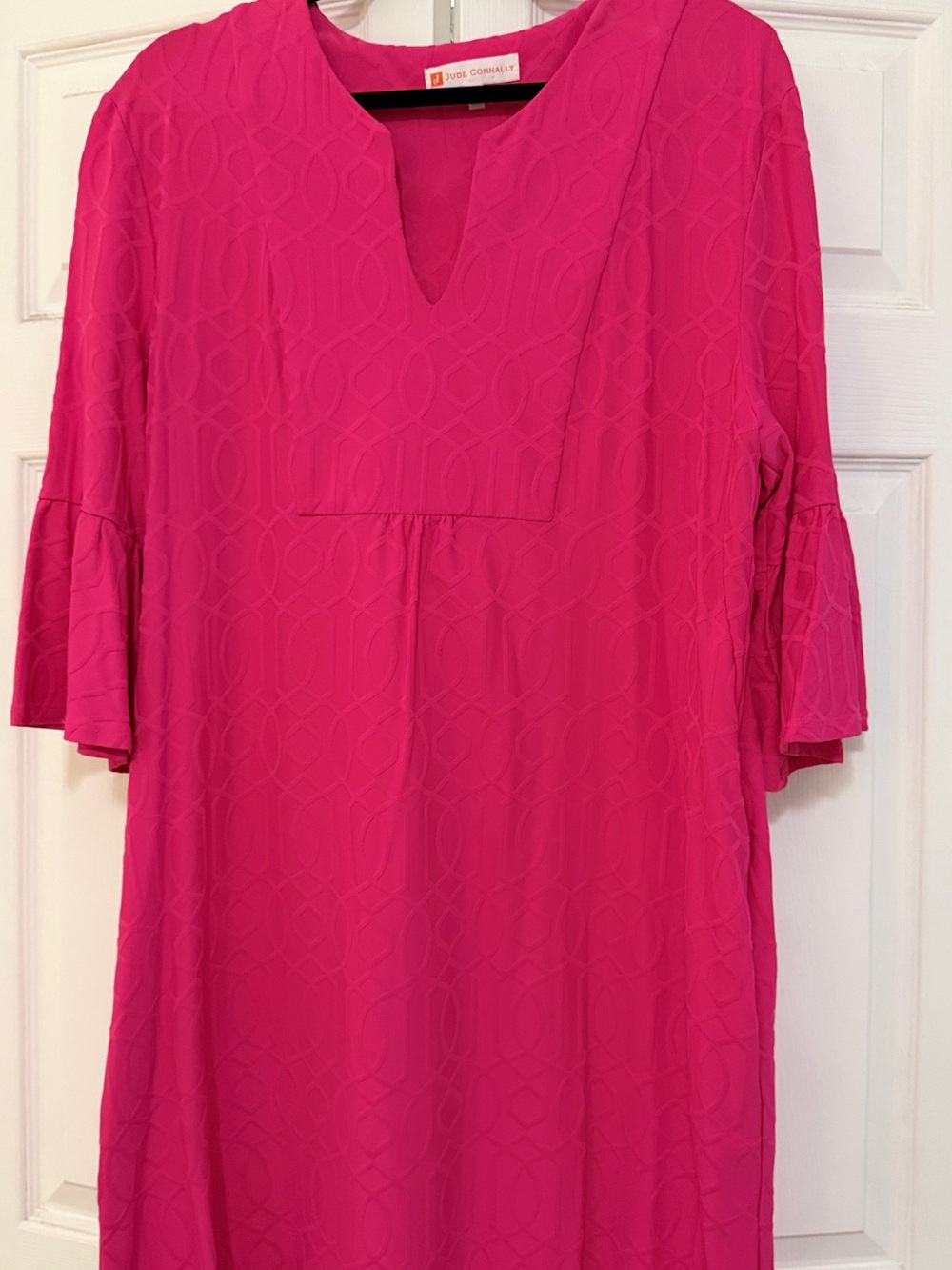 Jude Connally Bright Pink Textured V-Neck Tunic